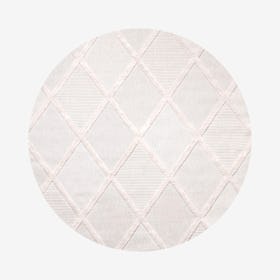 Salines Diamond Trellis Indoor / Outdoor Round Area Rug - Ivory