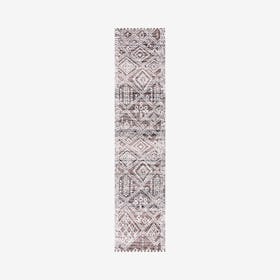 Tayri Tribal Runner Rug - Brown / Ivory