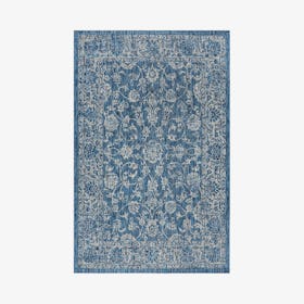 Tela Textured Weave Floral Indoor / Outdoor Area Rug - Navy / Gray