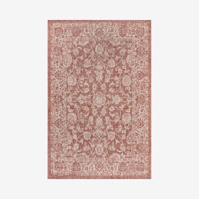 Tela Textured Weave Floral Indoor / Outdoor Area Rug - Red / Taupe