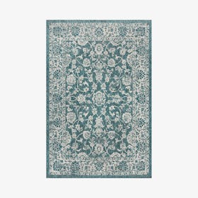 Tela Textured Weave Floral Indoor / Outdoor Area Rug - Teal / Gray