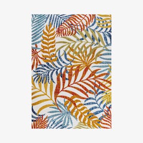 Tropics Palm Leaves Indoor / Outdoor Area Rug - Cream / Orange