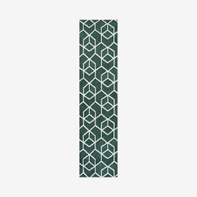 Tumbling Blocks Runner Rug - Green / White