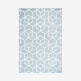 Tumbling Blocks Area Rug - Light Blue / White