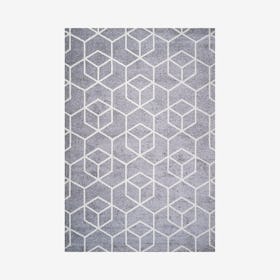 Tumbling Blocks Area Rug - Light Gray / White