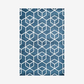 Tumbling Blocks Area Rug - Navy / White