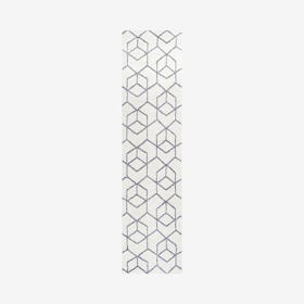 Tumbling Blocks Runner Rug - White / Gray