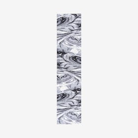 Viscon Abstract Marble Contemporary Runner Rug - Light Gray / Black