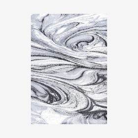 Viscon Abstract Marble Contemporary Area Rug - Light Gray / Black