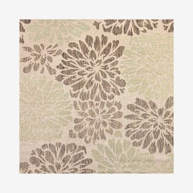 Zinnia Floral Textured Weave Indoor / Outdoor Square Area Rug - Sage / Brown