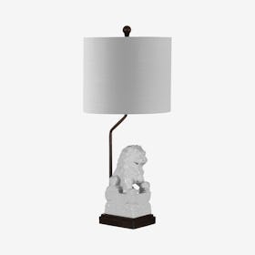 Guardian Lion Ceramic LED Table Lamp - White