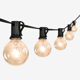 25-Light Indoor / Outdoor Bistro Globe Bulb String Lights - Black