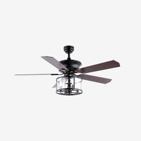 Braxton 4-Light Drum Shade Ceiling Fan With Remote - Black / Clear