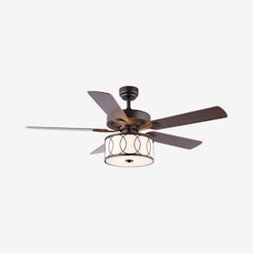 Circe 3-Light Drum Shade Ceiling Fan With Remote - Bronze / White