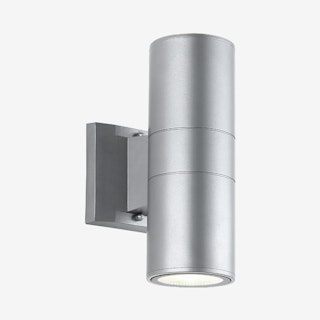 Duo 2-Light Cylinder Outdoor Integrated Sconce - Silver