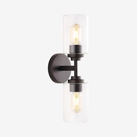 Giles 2-Light Farmhouse Iron Cylinder Vanity Light - Oil Rubbed Bronze / Clear