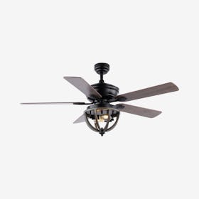 Jasper 2-Light Iron Dome Shade Ceiling Fan With Remote - Black
