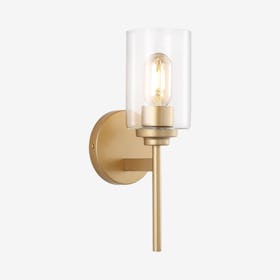 Juno 1-Light Iron Cylinder Vanity Light - Brass Gold / Clear