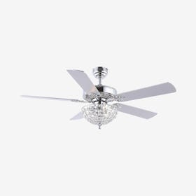 Mandy 3-Light Crystal Dome Shade Ceiling Fan With Remote - Chrome