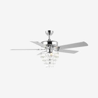 Mindy 3-Light Crystal Shade Ceiling Fan With Remote - Chrome