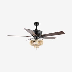 Opal 3-Light Wood Bead Shade Ceiling Fan With Remote - Black