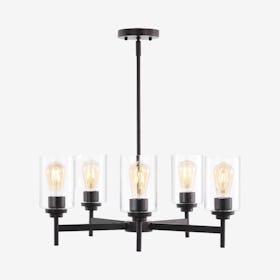 Orpheus 5-Light Iron Cylinder Chandelier - Oil Rubbed Bronze / Clear