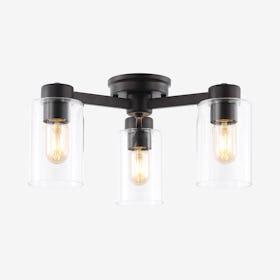 Orville 3-Light Cylinder Semi Flush Mount - Oil Rubbed Bronze / Clear