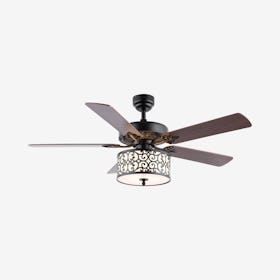Paolo 3-Light Scroll Drum Shade Ceiling Fan With Remote - Black / White