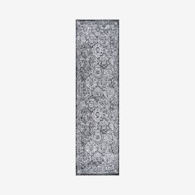 Persian Trellis Runner Rug - Black / Ivory