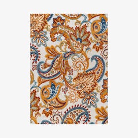 Gordes Paisley High-Low Indoor Outdoor Area Rug - Orange / Multicolour