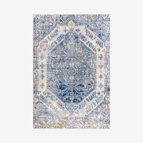 Modern Persian Boho Vintage Area Rug - Cream / Blue