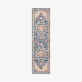 Brooklyn Geometric Medallion Runner Rug - Blue / Beige