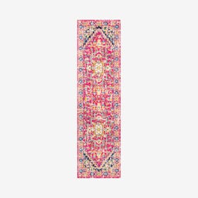 Brooklyn Geometric Medallion Runner Rug - Red / Pink