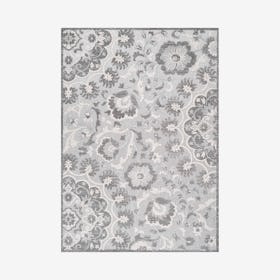 Lucena Medallion High-Low Indoor Outdoor Area Rug - Light Gray / Ivory