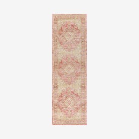 Khilana Floral Medallion Runner Rug - Deep Rose / Ivory