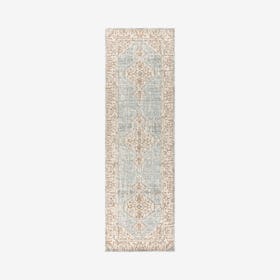 Lila Modern Tribal Medallion Runner Rug - Light Blue / Ivory