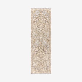 Petras Modern Ornate Medallion Runner Rug - Grey / Brown