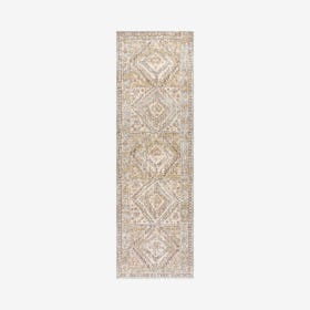 Darija Ornate Geometric Medallion Runner Rug - Light Blue / Ivory