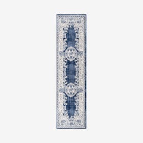 Rosalia Cottage Medallion Runner Rug - Ivory / Navy