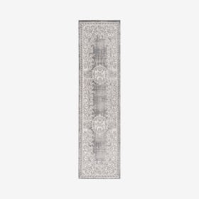 Rosalia Cottage Medallion Runner Rug - Ivory / Grey