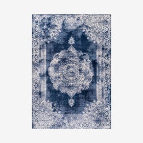 Rosalia Cottage Medallion Area Rug - Navy / Ivory