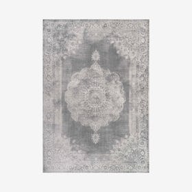 Rosalia Cottage Medallion Area Rug - Grey / Dark Grey