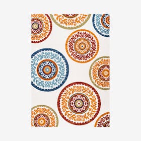 Circus Medallion High-Low Indoor Outdoor Area Rug - Red / Blue