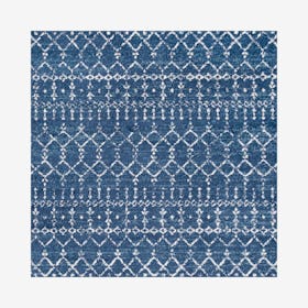 Moroccan Hype Boho Vintage Diamond Square Area Rug - Blue / White