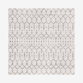 Moroccan Hype Boho Vintage Diamond Square Area Rug - Cream / Grey