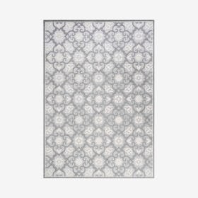 Gallia Tile Trellis High-Low Indoor Outdoor Area Rug - Light Gray / Ivory