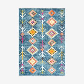 Tribal Love Geometric Area Rug - Dark Blue / Multicolour