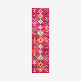 Tribal Love Geometric Runner Rug - Pink / Multicolour