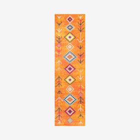 Tribal Love Geometric Runner Rug - Orange / Multicolour