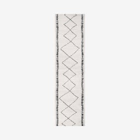 Zaina Moroccan Beni Souk Runner Rug - Cream / Black